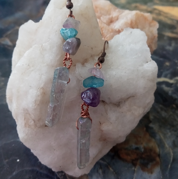 Angel Aura Quartz Crystal Earrings - Picture 3 of 5